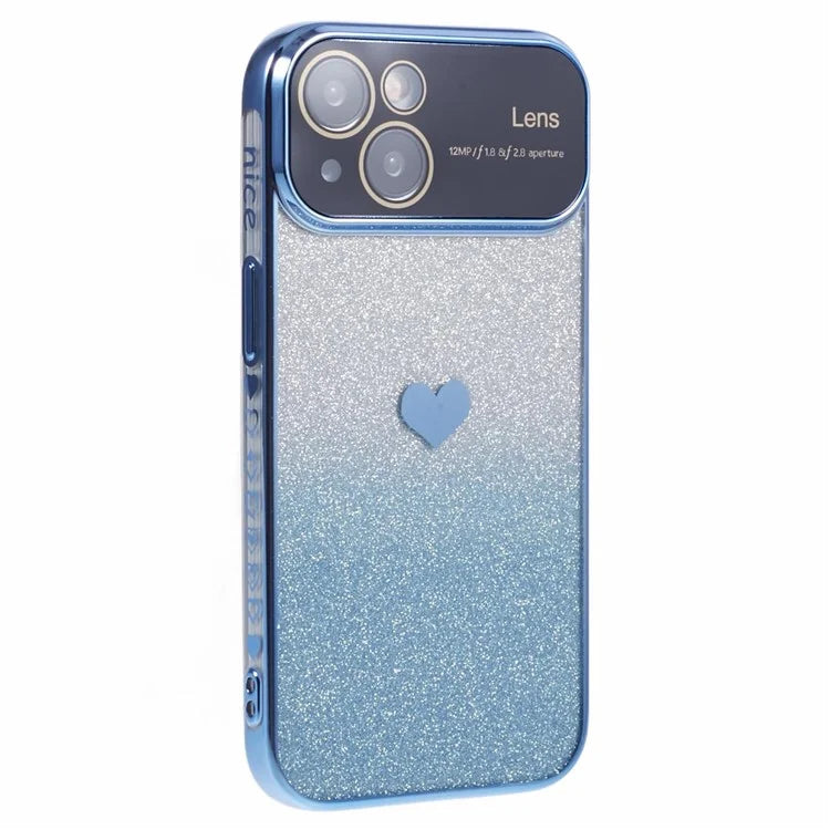 For iPhone 15 Plus TPU Case Glitter Gradient Love Heart Pattern Phone Cover