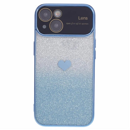 For iPhone 15 Plus TPU Case Glitter Gradient Love Heart Pattern Phone Cover