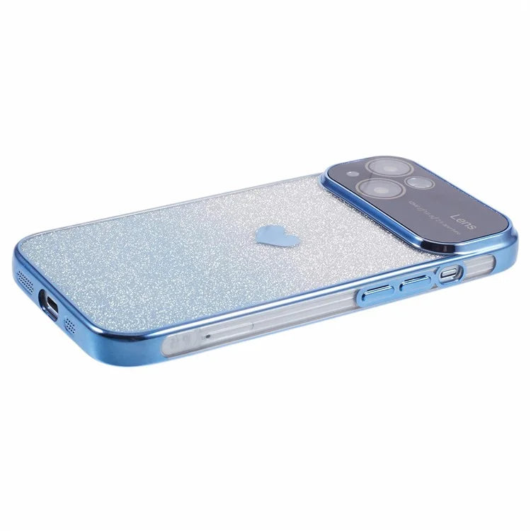 For iPhone 15 Plus TPU Case Glitter Gradient Love Heart Pattern Phone Cover