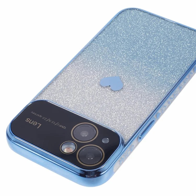 For iPhone 15 Plus TPU Case Glitter Gradient Love Heart Pattern Phone Cover
