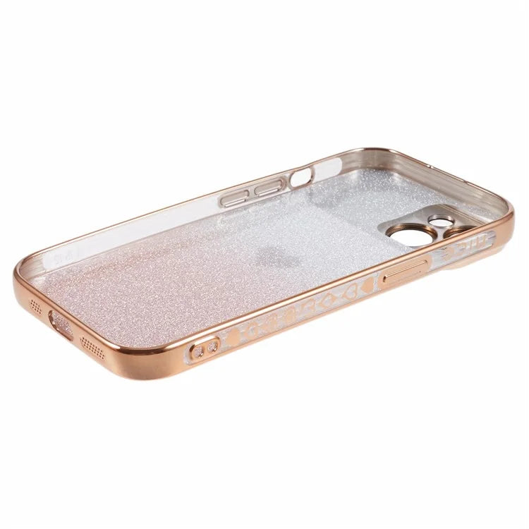 For iPhone 15 Plus TPU Case Glitter Gradient Love Heart Pattern Phone Cover