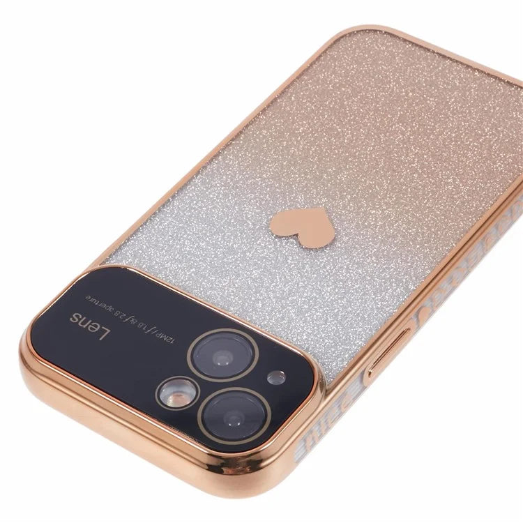For iPhone 15 Plus TPU Case Glitter Gradient Love Heart Pattern Phone Cover