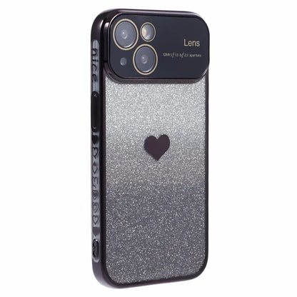 For iPhone 15 Plus TPU Case Glitter Gradient Love Heart Pattern Phone Cover