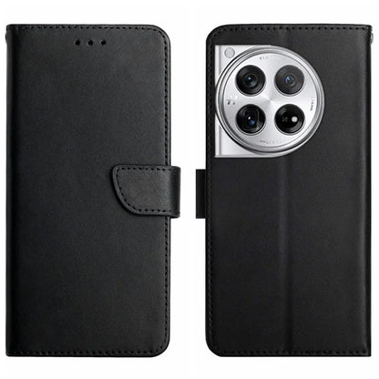 HT02 For OnePlus 12R 5G / Ace 3 5G Case Genuine Cow Leather Stand Wallet Cell Phone Cover