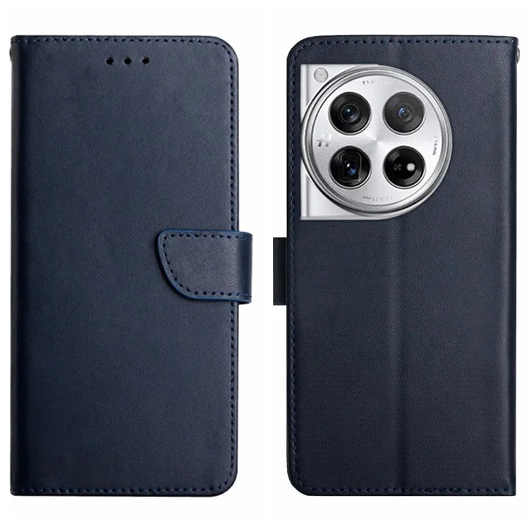 HT02 For OnePlus 12R 5G / Ace 3 5G Case Genuine Cow Leather Stand Wallet Cell Phone Cover