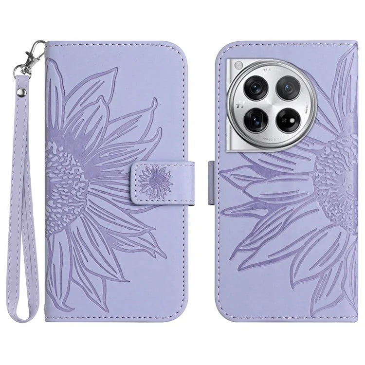 HT04 For OnePlus 12R 5G / Ace 3 5G Leather Phone Case with Wrist Strap