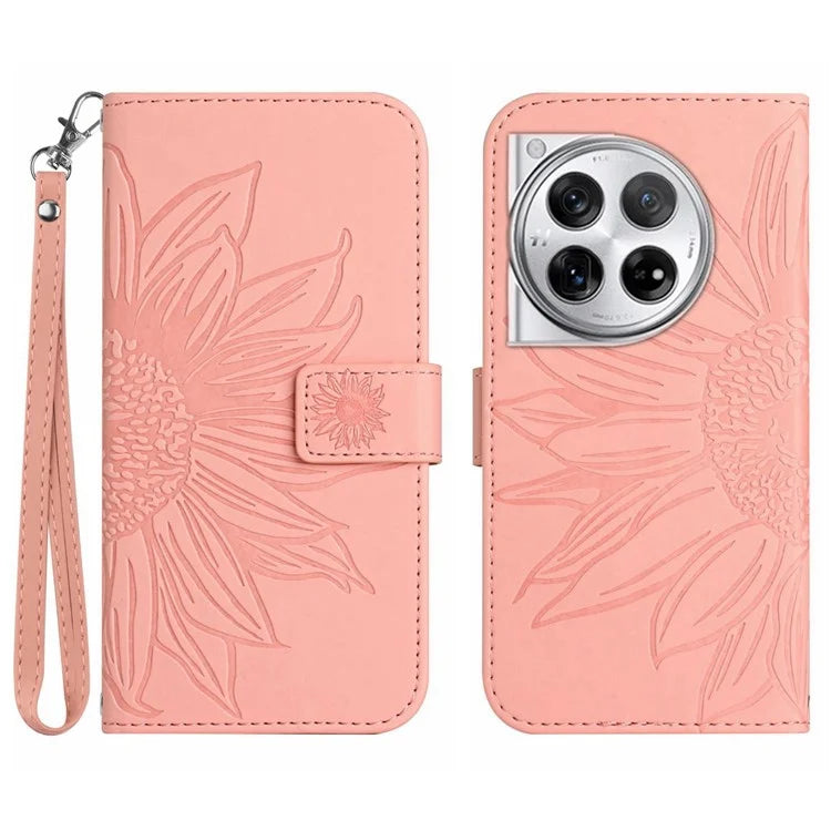 HT04 For OnePlus 12R 5G / Ace 3 5G Leather Phone Case with Wrist Strap