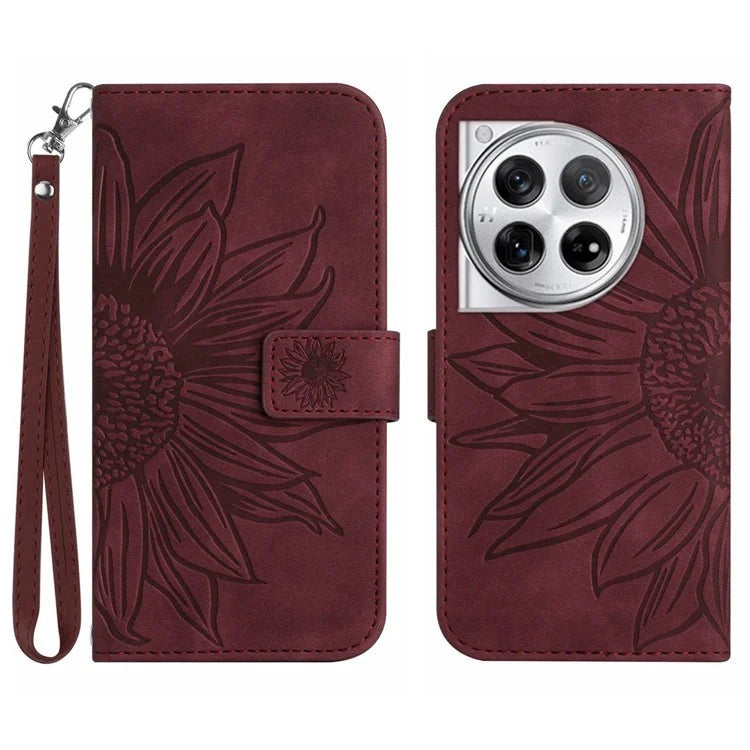 HT04 For OnePlus 12R 5G / Ace 3 5G Leather Phone Case with Wrist Strap