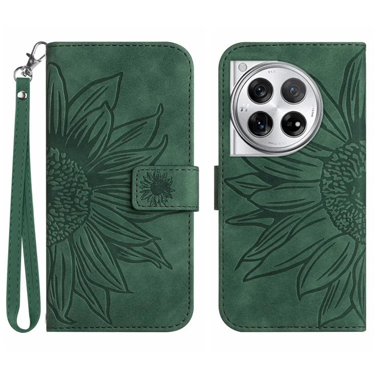 HT04 For OnePlus 12R 5G / Ace 3 5G Leather Phone Case with Wrist Strap
