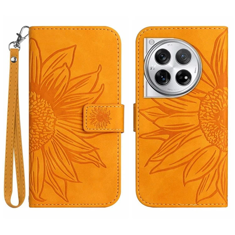 HT04 For OnePlus 12R 5G / Ace 3 5G Leather Phone Case with Wrist Strap