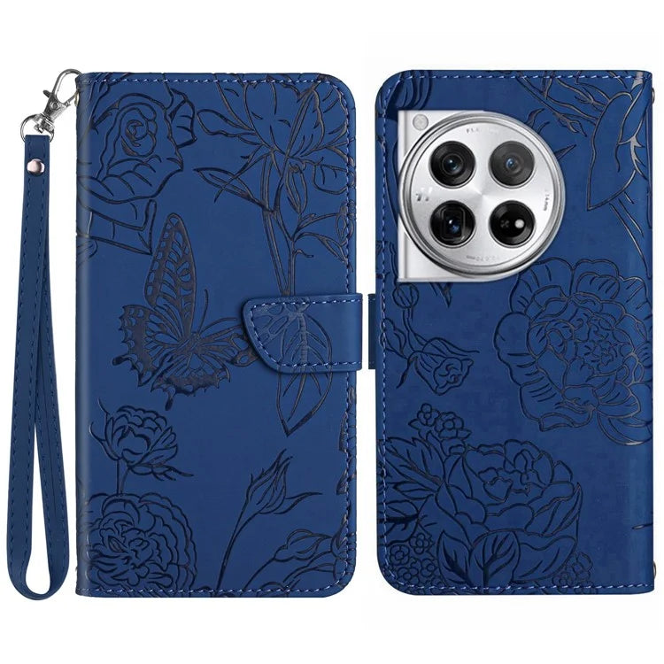 HT03 For OnePlus 12R 5G / Ace 3 5G Phone Case Imprinted Leather Cover with Hand Strap