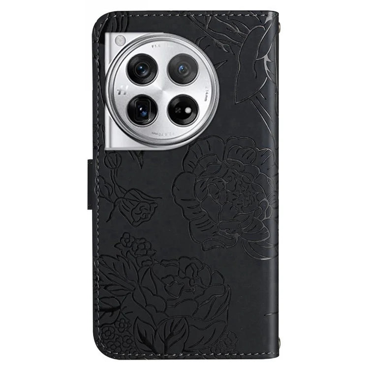HT03 For OnePlus 12R 5G / Ace 3 5G Phone Case Imprinted Leather Cover with Hand Strap