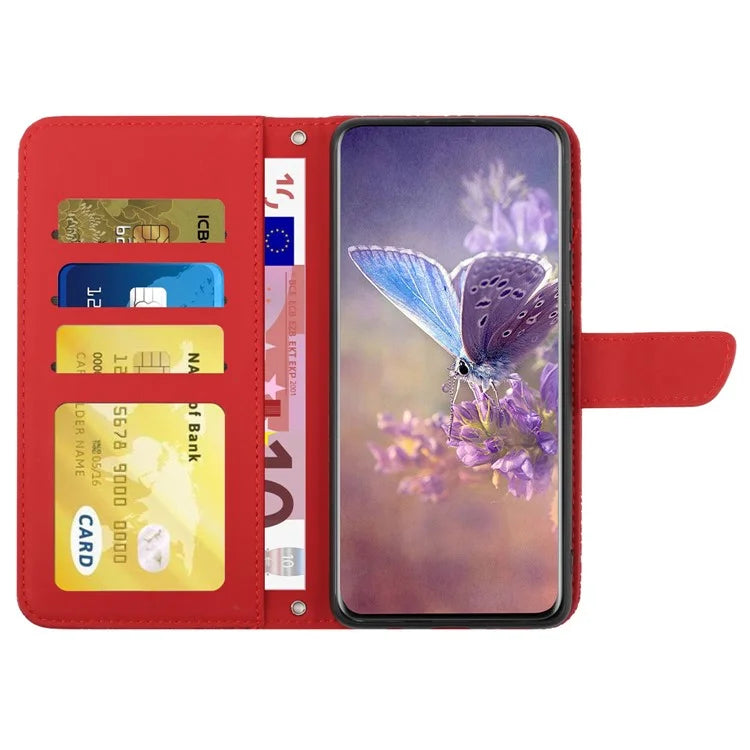 HT03 For OnePlus 12R 5G / Ace 3 5G Phone Case Imprinted Leather Cover with Hand Strap
