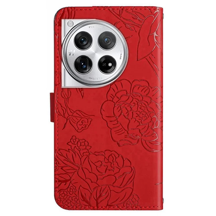 HT03 For OnePlus 12R 5G / Ace 3 5G Phone Case Imprinted Leather Cover with Hand Strap