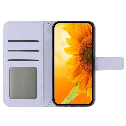 HT04 For OnePlus 12R 5G / Ace 3 5G Case Wallet Crossbody Sunflower Leather Phone Cover