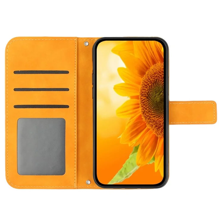 HT04 For OnePlus 12R 5G / Ace 3 5G Case Wallet Crossbody Sunflower Leather Phone Cover