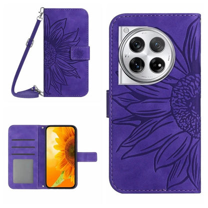 HT04 For OnePlus 12R 5G / Ace 3 5G Case Wallet Crossbody Sunflower Leather Phone Cover