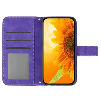 HT04 For OnePlus 12R 5G / Ace 3 5G Case Wallet Crossbody Sunflower Leather Phone Cover