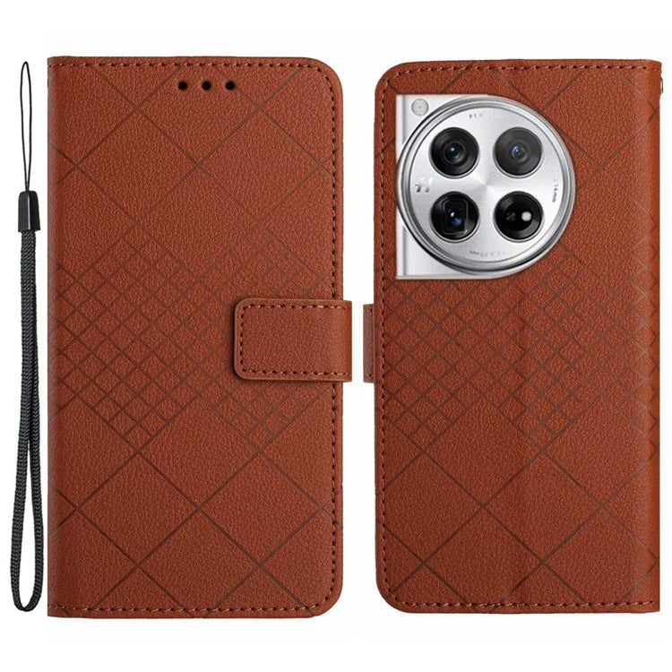 HT06 For OnePlus 12R 5G / Ace 3 5G Wallet Case Rhombus Pattern Leather Flip Cover