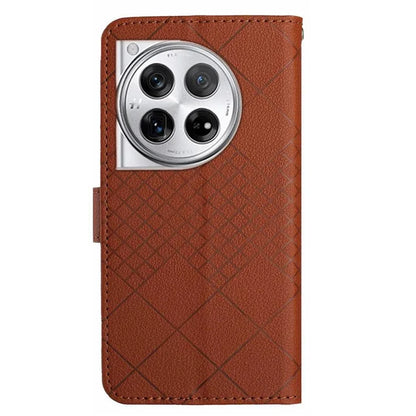 HT06 For OnePlus 12R 5G / Ace 3 5G Wallet Case Rhombus Pattern Leather Flip Cover