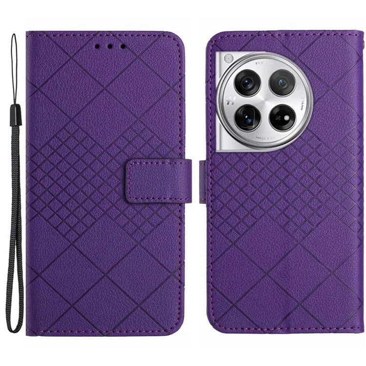 HT06 For OnePlus 12R 5G / Ace 3 5G Wallet Case Rhombus Pattern Leather Flip Cover