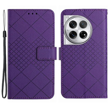 HT06 For OnePlus 12R 5G / Ace 3 5G Wallet Case Rhombus Pattern Leather Flip Cover