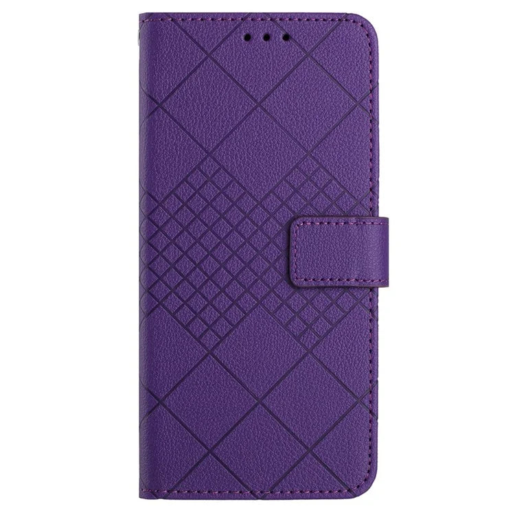 HT06 For OnePlus 12R 5G / Ace 3 5G Wallet Case Rhombus Pattern Leather Flip Cover