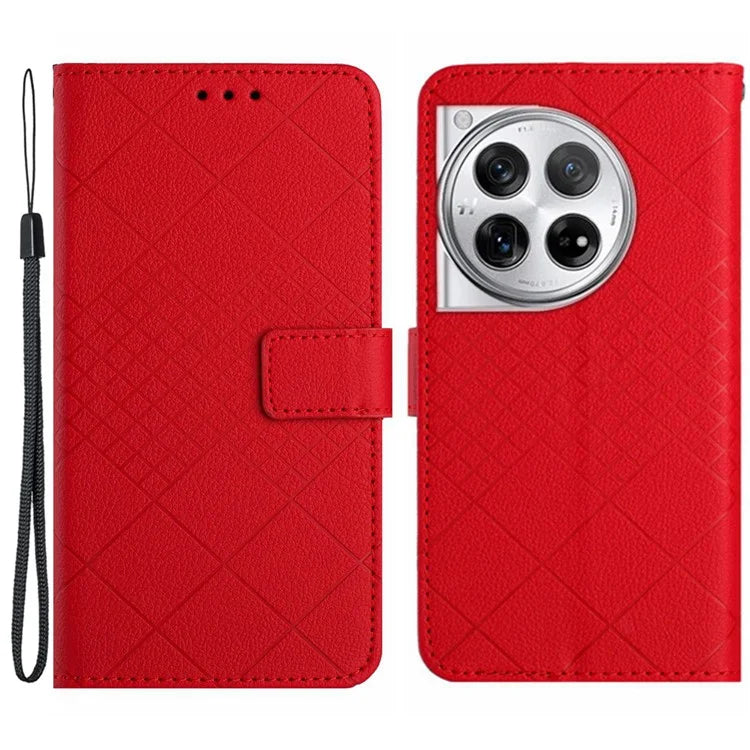 HT06 For OnePlus 12R 5G / Ace 3 5G Wallet Case Rhombus Pattern Leather Flip Cover