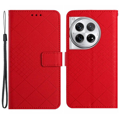 HT06 For OnePlus 12R 5G / Ace 3 5G Wallet Case Rhombus Pattern Leather Flip Cover