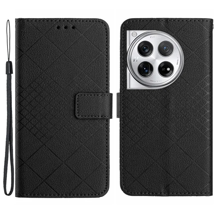 HT06 For OnePlus 12R 5G / Ace 3 5G Wallet Case Rhombus Pattern Leather Flip Cover