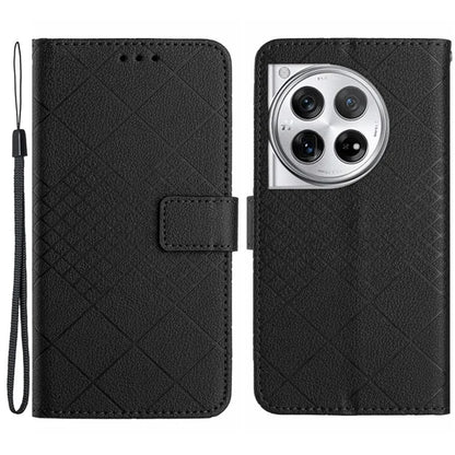 HT06 For OnePlus 12R 5G / Ace 3 5G Wallet Case Rhombus Pattern Leather Flip Cover