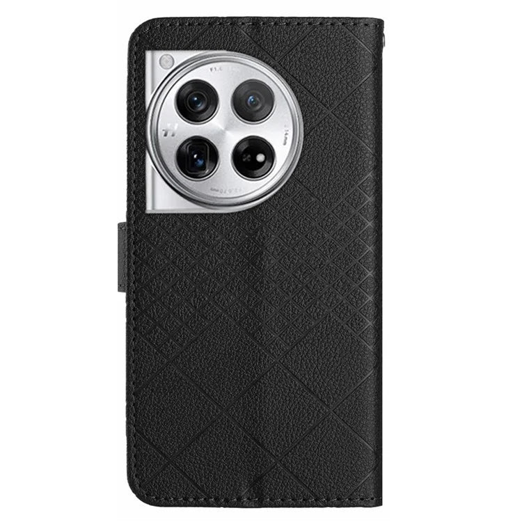 HT06 For OnePlus 12R 5G / Ace 3 5G Wallet Case Rhombus Pattern Leather Flip Cover