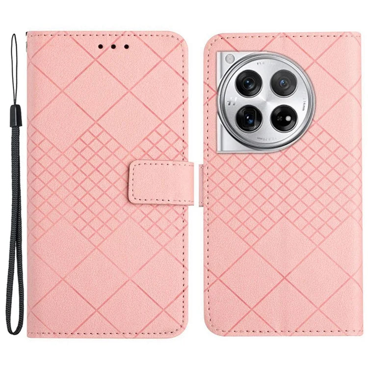 HT06 For OnePlus 12R 5G / Ace 3 5G Wallet Case Rhombus Pattern Leather Flip Cover