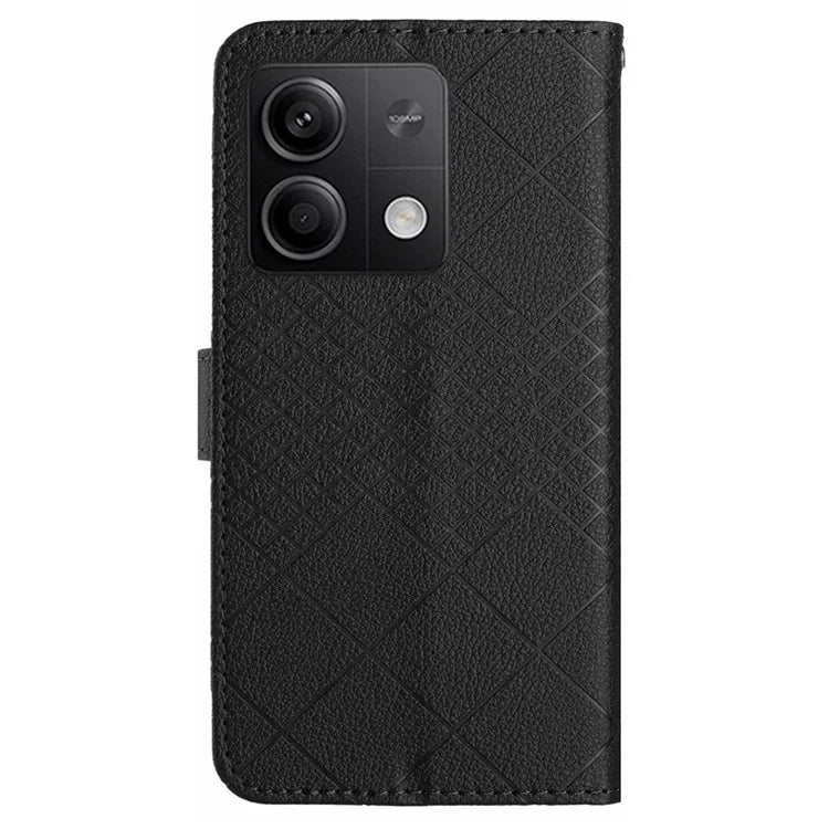 HT06 For Xiaomi Redmi Note 13 Pro 4G / Poco M6 Pro 4G Wallet Phone Case Rhombus Pattern Leather Flip Cover