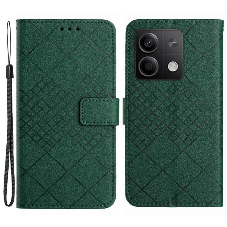 HT06 For Xiaomi Redmi Note 13 Pro 4G / Poco M6 Pro 4G Wallet Phone Case Rhombus Pattern Leather Flip Cover