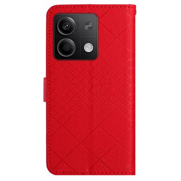 HT06 For Xiaomi Redmi Note 13 Pro 4G / Poco M6 Pro 4G Wallet Phone Case Rhombus Pattern Leather Flip Cover