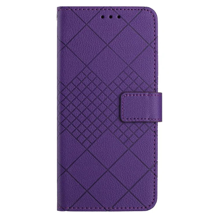 HT06 For Xiaomi Redmi Note 13 Pro 4G / Poco M6 Pro 4G Wallet Phone Case Rhombus Pattern Leather Flip Cover