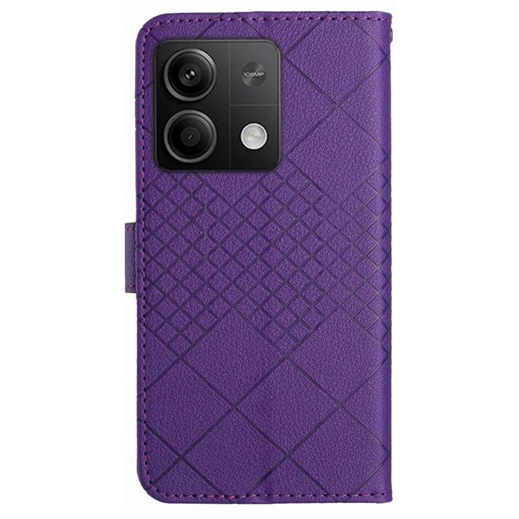 HT06 For Xiaomi Redmi Note 13 Pro 4G / Poco M6 Pro 4G Wallet Phone Case Rhombus Pattern Leather Flip Cover