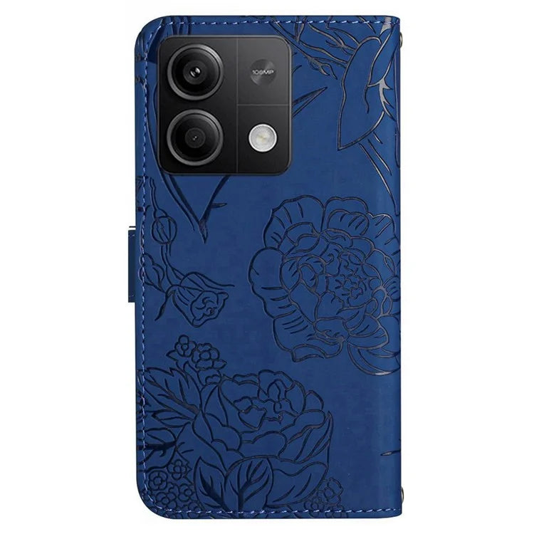 HT03 For Xiaomi Redmi Note 13 Pro 4G / Poco M6 Pro 4G Case Imprinted Leather Phone Cover with Hand Strap