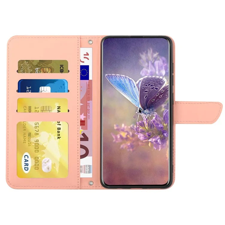 HT03 For Xiaomi Redmi Note 13 Pro 4G / Poco M6 Pro 4G Case Imprinted Leather Phone Cover with Hand Strap