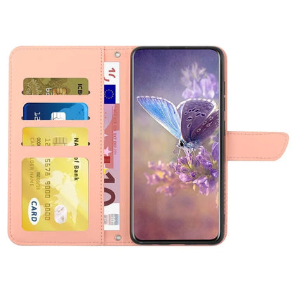 HT03 For Xiaomi Redmi Note 13 Pro 4G / Poco M6 Pro 4G Case Imprinted Leather Phone Cover with Hand Strap