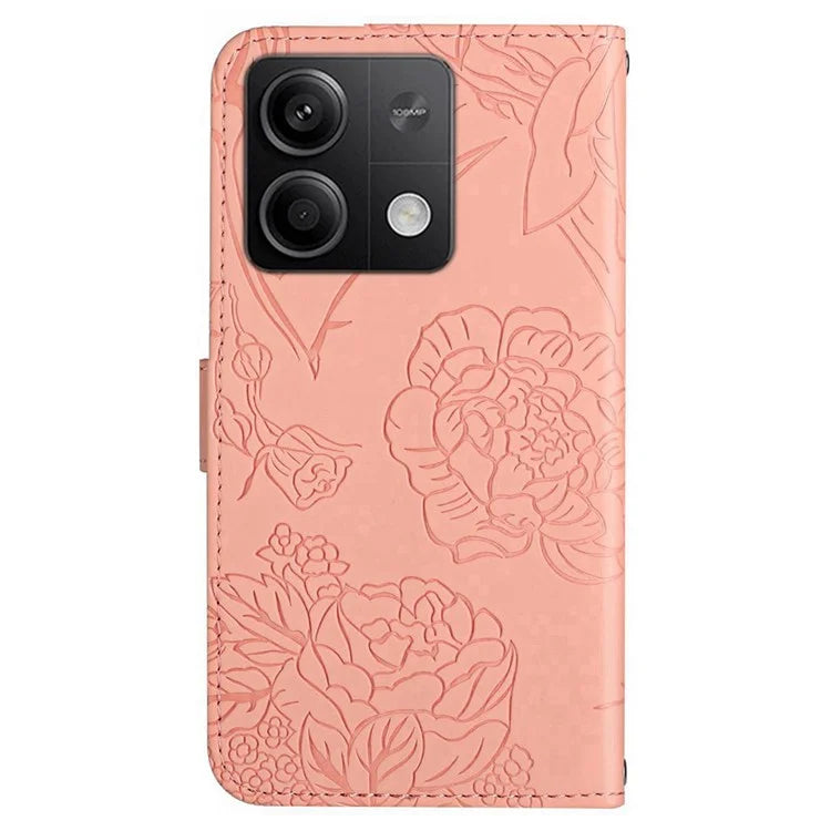 HT03 For Xiaomi Redmi Note 13 Pro 4G / Poco M6 Pro 4G Case Imprinted Leather Phone Cover with Hand Strap
