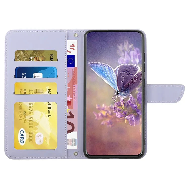 HT03 For Xiaomi Redmi Note 13 Pro 4G / Poco M6 Pro 4G Case Imprinted Leather Phone Cover with Hand Strap