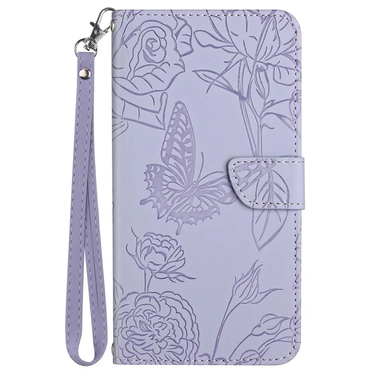 HT03 For Xiaomi Redmi Note 13 Pro 4G / Poco M6 Pro 4G Case Imprinted Leather Phone Cover with Hand Strap