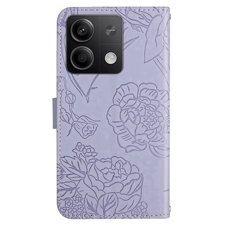 HT03 For Xiaomi Redmi Note 13 Pro 4G / Poco M6 Pro 4G Case Imprinted Leather Phone Cover with Hand Strap