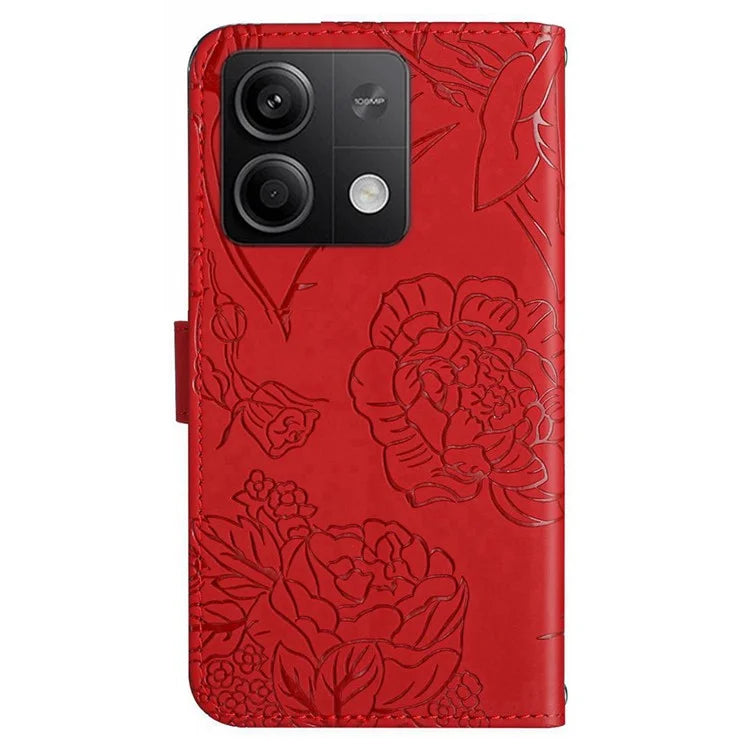 HT03 For Xiaomi Redmi Note 13 Pro 4G / Poco M6 Pro 4G Case Imprinted Leather Phone Cover with Hand Strap