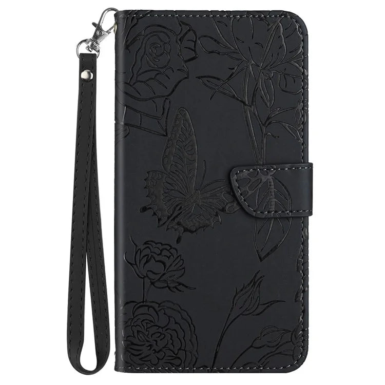 HT03 For Xiaomi Redmi Note 13 Pro 4G / Poco M6 Pro 4G Case Imprinted Leather Phone Cover with Hand Strap