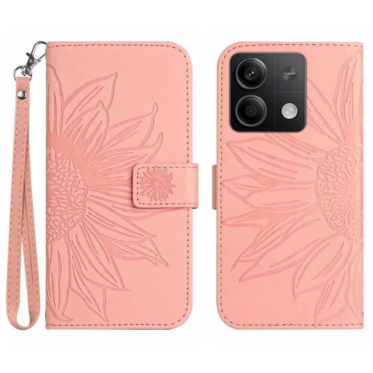 HT04 For Xiaomi Redmi Note 13 Pro 4G / Poco M6 Pro 4G Case Leather Phone Cover with Wrist Strap