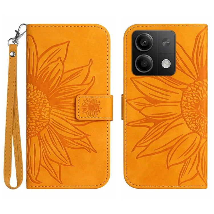 HT04 For Xiaomi Redmi Note 13 Pro 4G / Poco M6 Pro 4G Case Leather Phone Cover with Wrist Strap