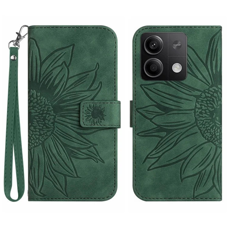 HT04 For Xiaomi Redmi Note 13 Pro 4G / Poco M6 Pro 4G Case Leather Phone Cover with Wrist Strap